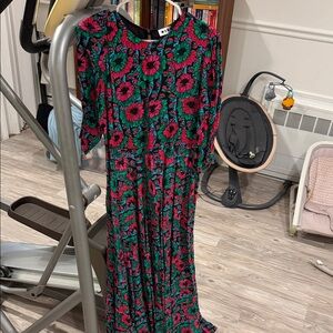 Rixo Floral Maxi Dress in Fuchsia & Green - Women